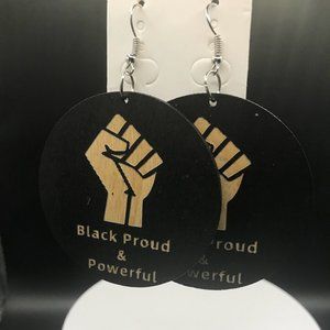 NWT Wooden Exquisite African Beauty Print Round Dangle Earrings Bohemian